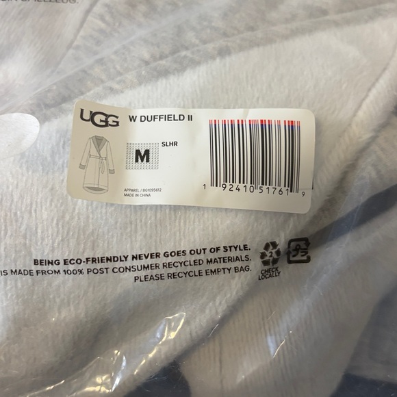 UGG Duffield Robe II Womens Grey double knit fleece pockets belt Sz M NEW - Picture 8 of 8